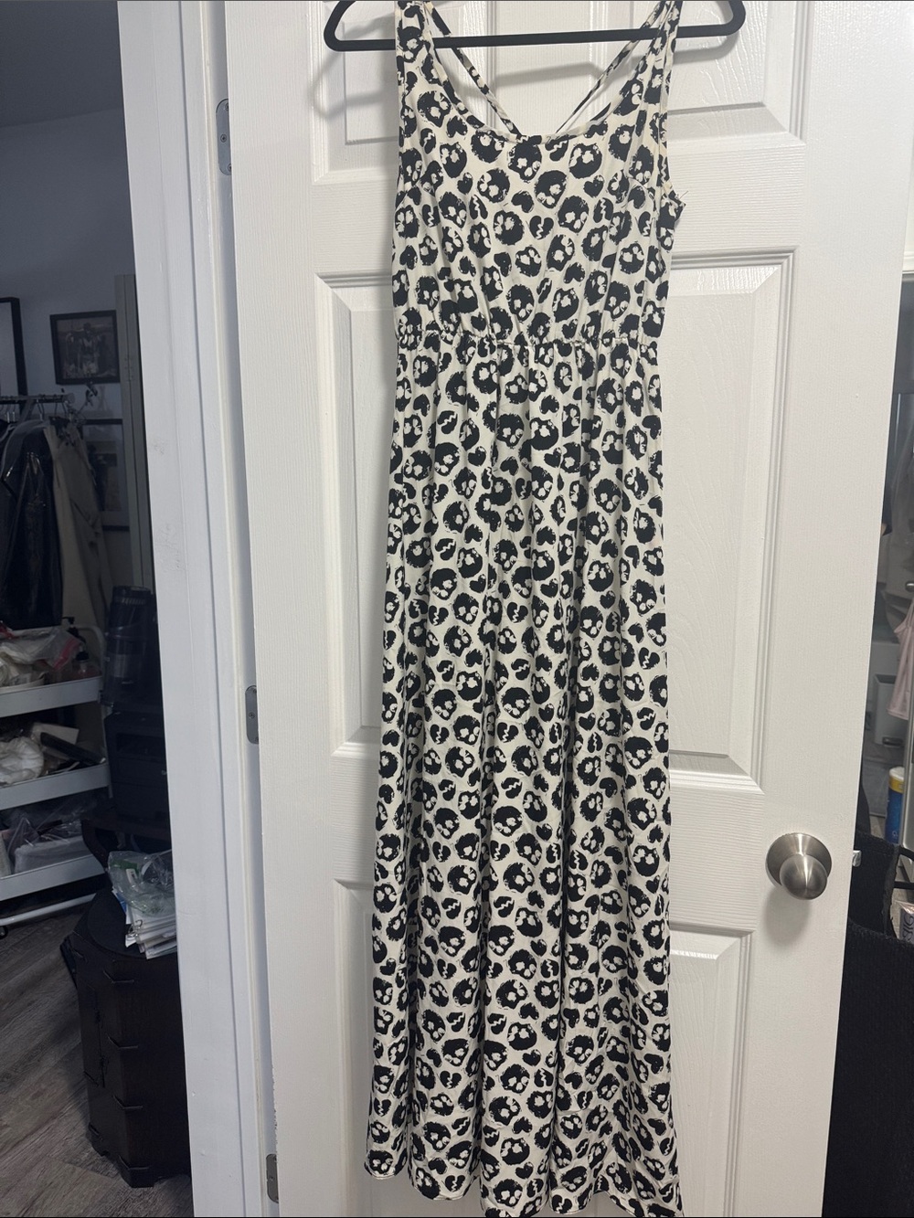 Pinky Otto black and white skull and heart maxi dress small